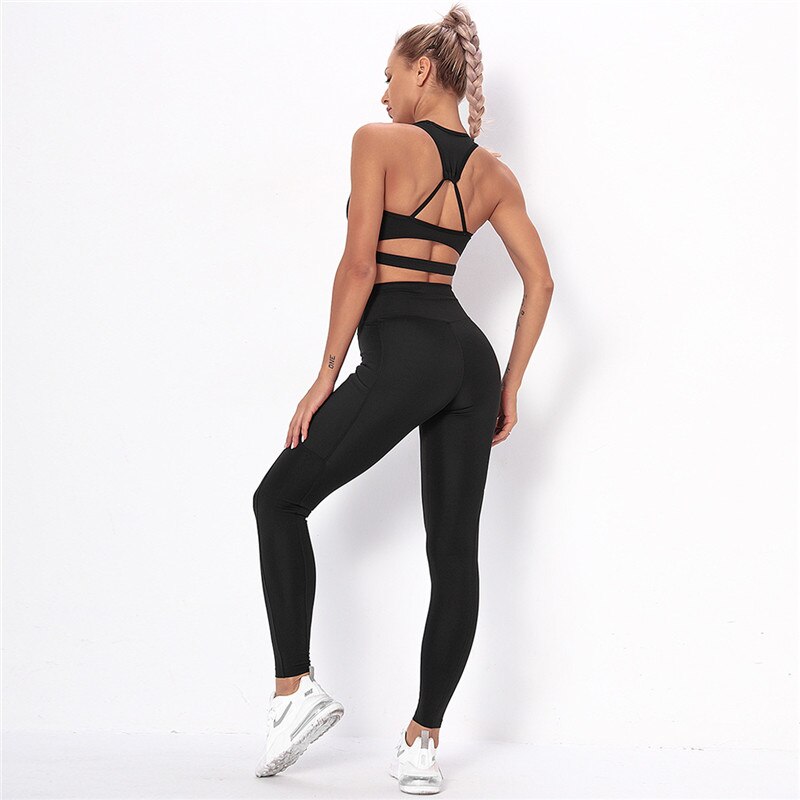 Striped Workout Set β High-Waist Leggings & Sports Top