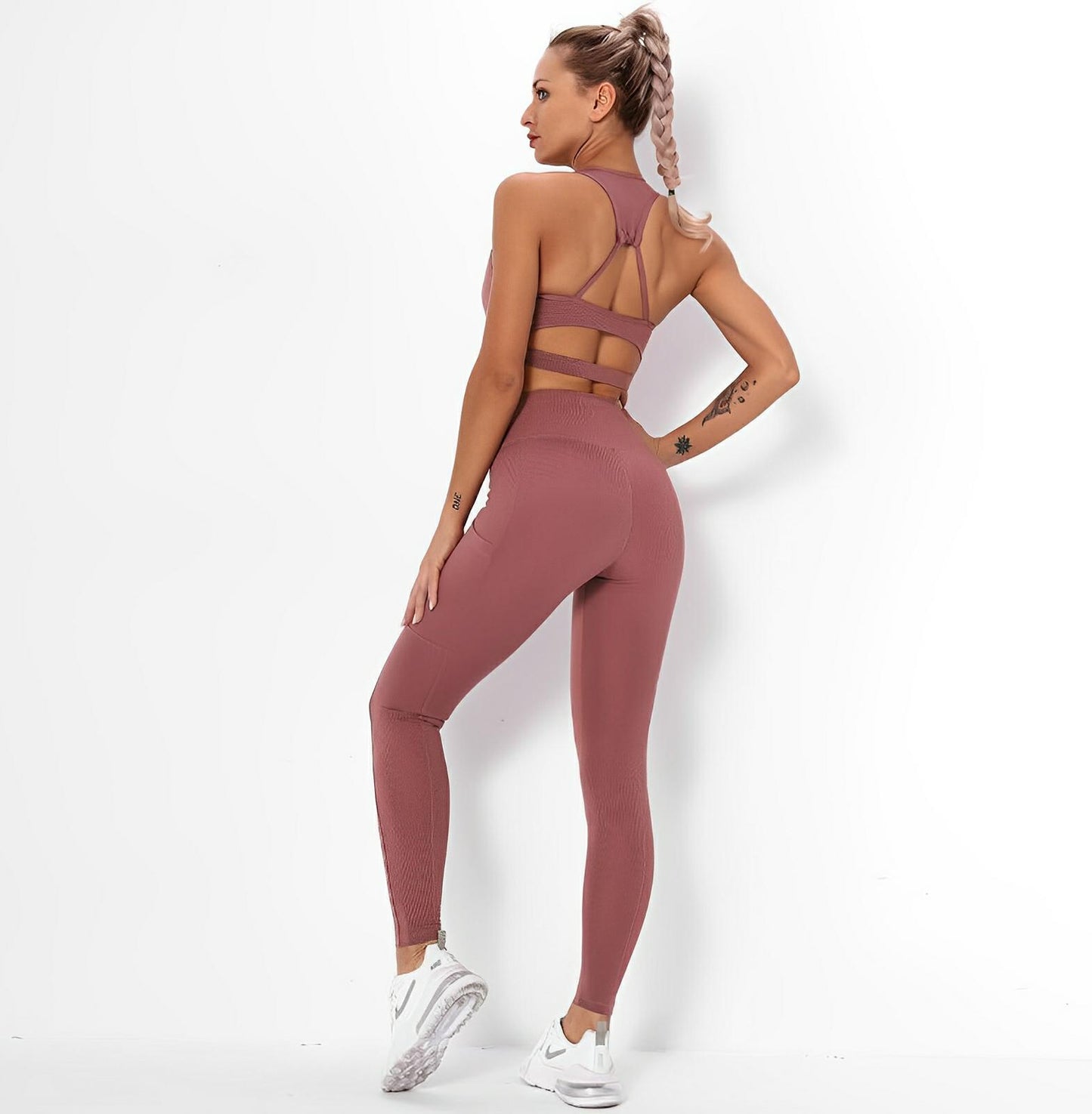 Striped Workout Set β High-Waist Leggings & Sports Top