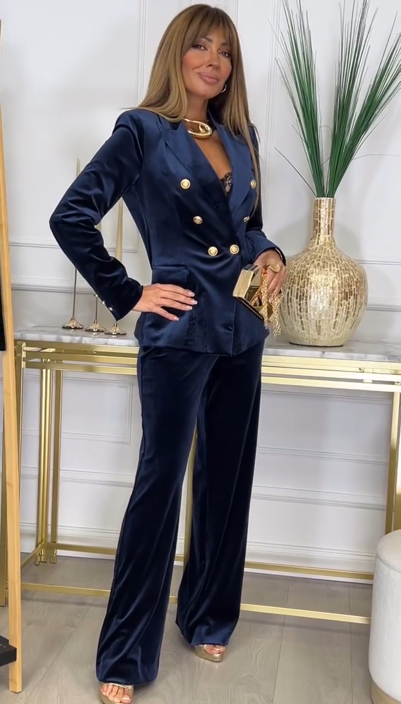 Velvet Blazer & Pants Set for Women