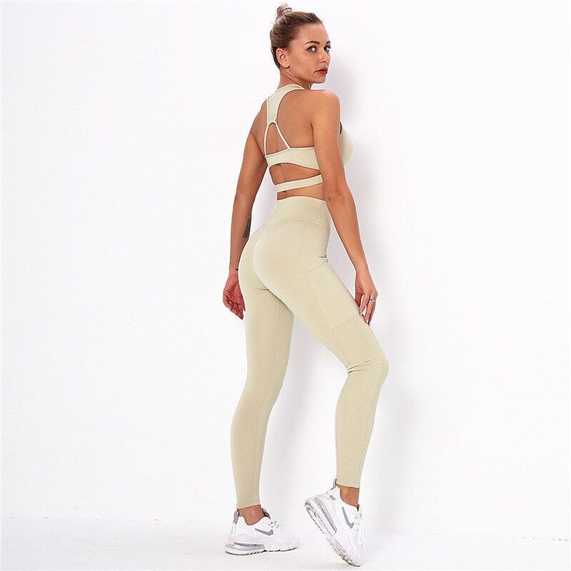 Striped Workout Set β High-Waist Leggings & Sports Top