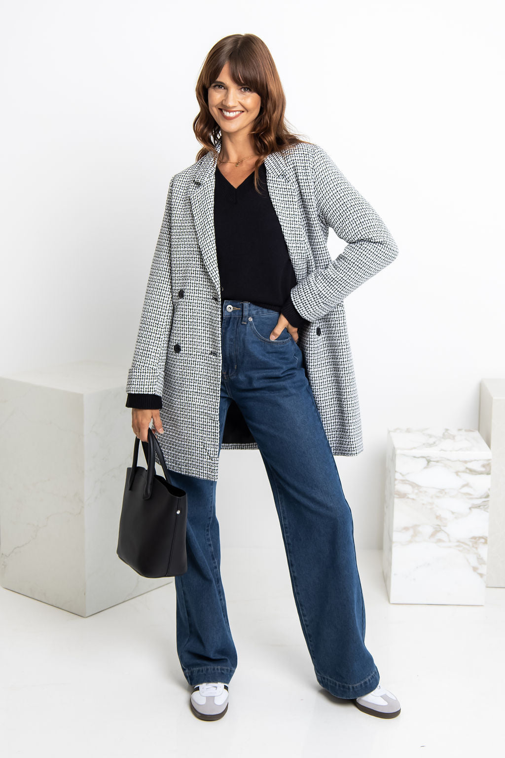 Valentina Coat - Black and White