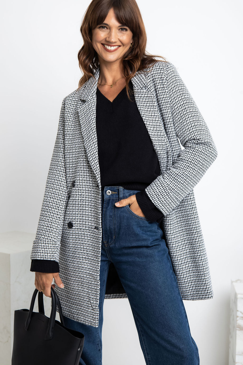 Valentina Coat - Black and White