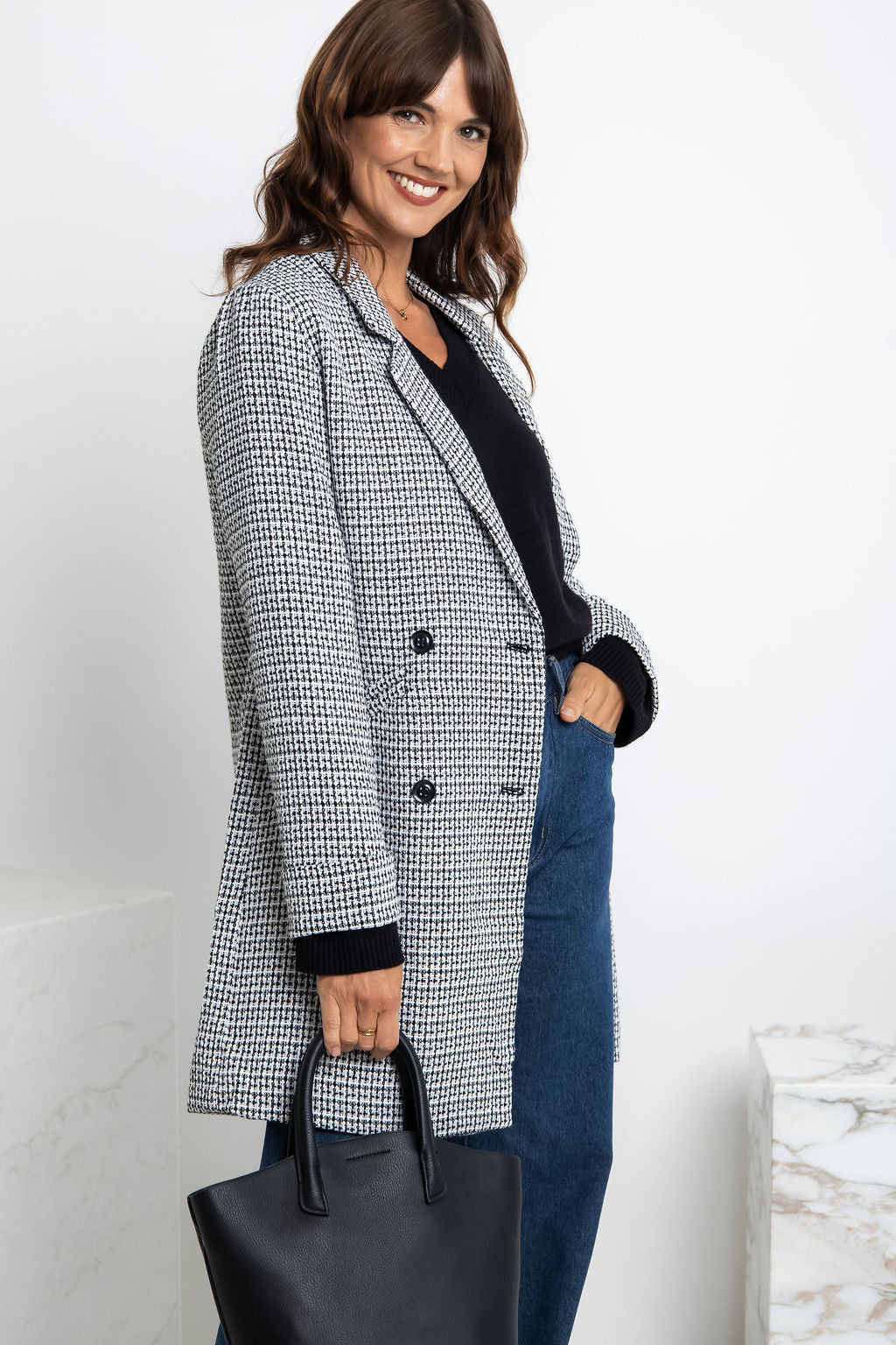 Valentina Coat - Black and White
