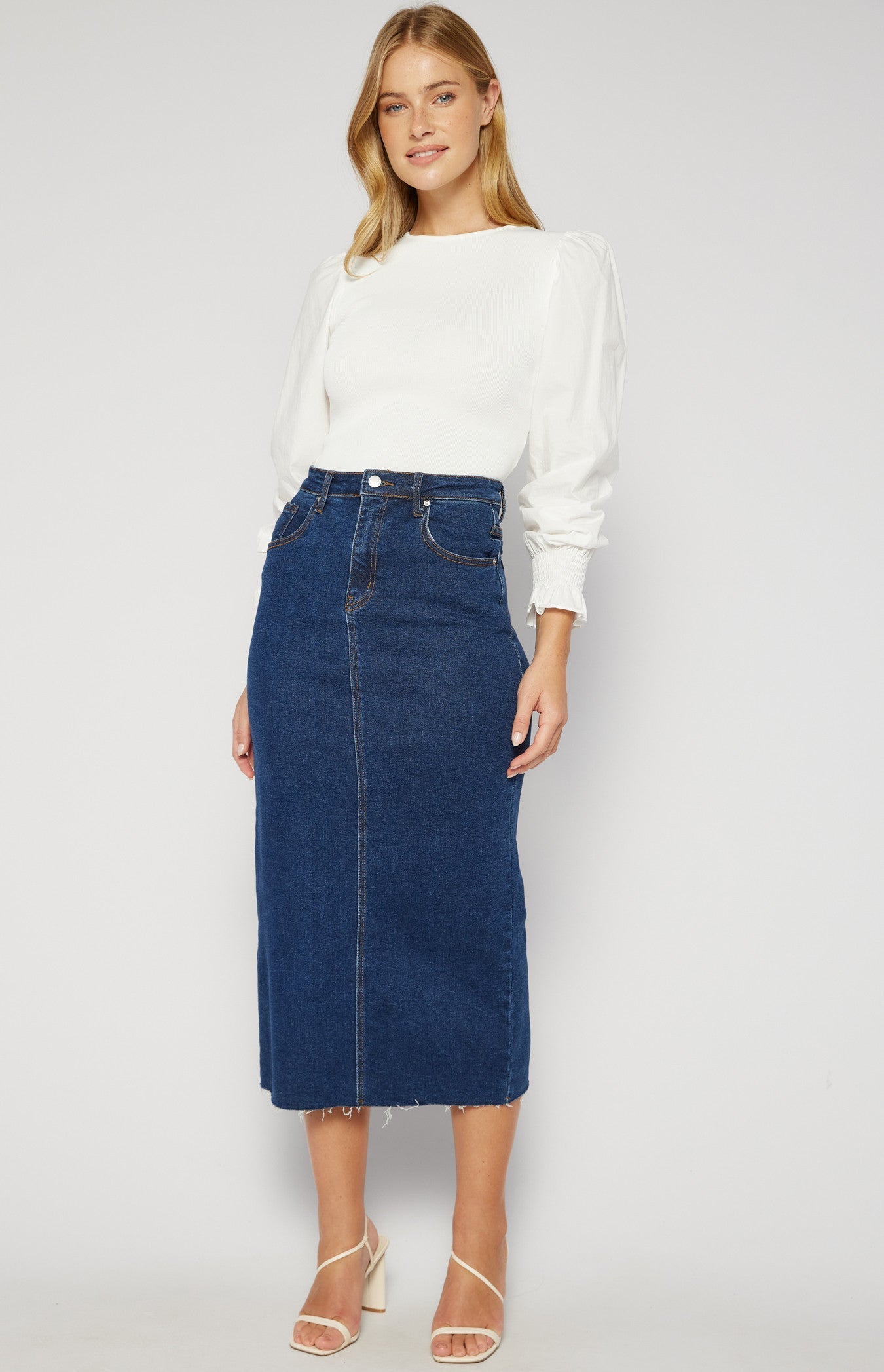 Knit Top with Contrast Woven Sleeves