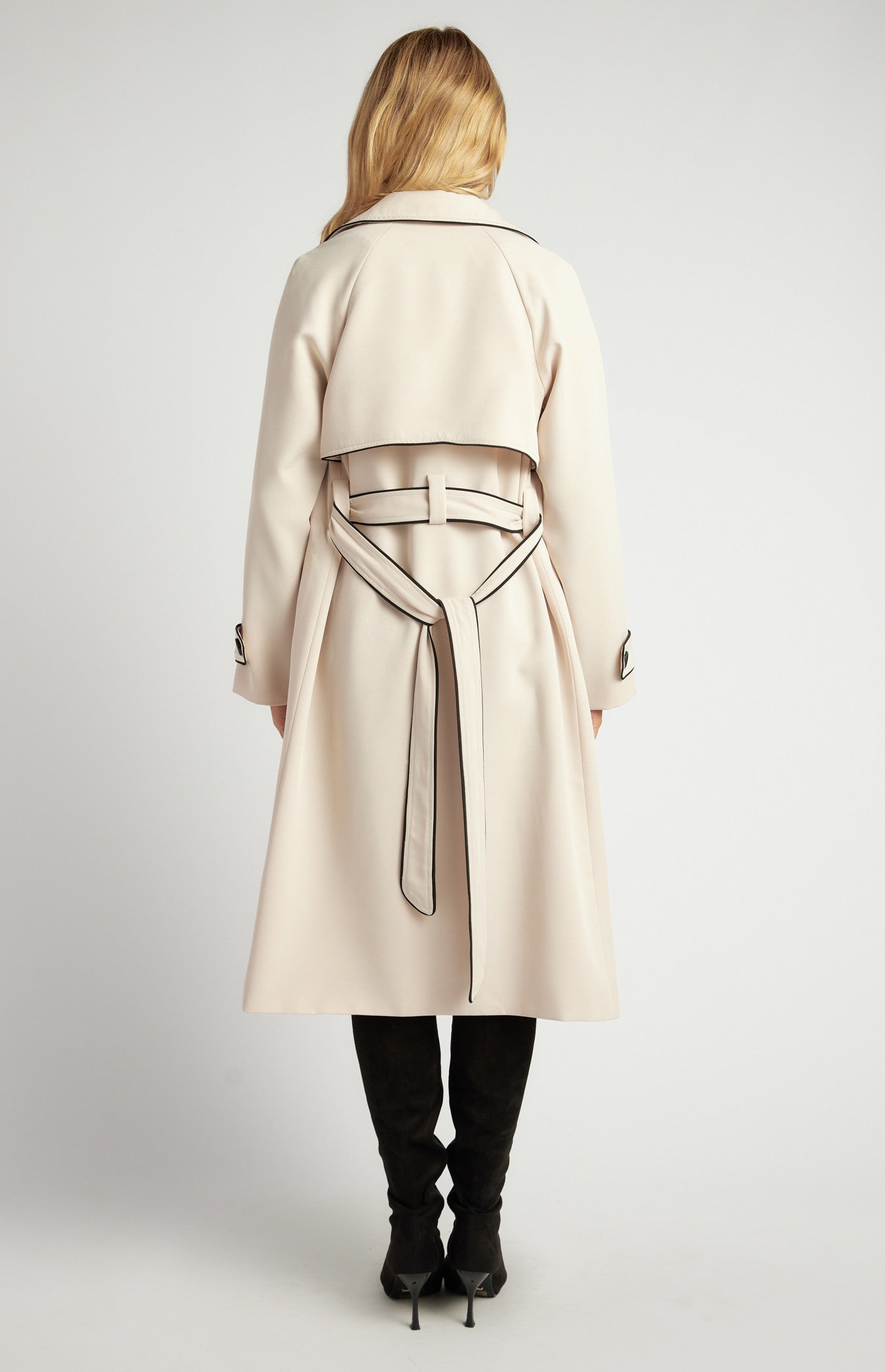 Contrast Binding Longline Trench Coat