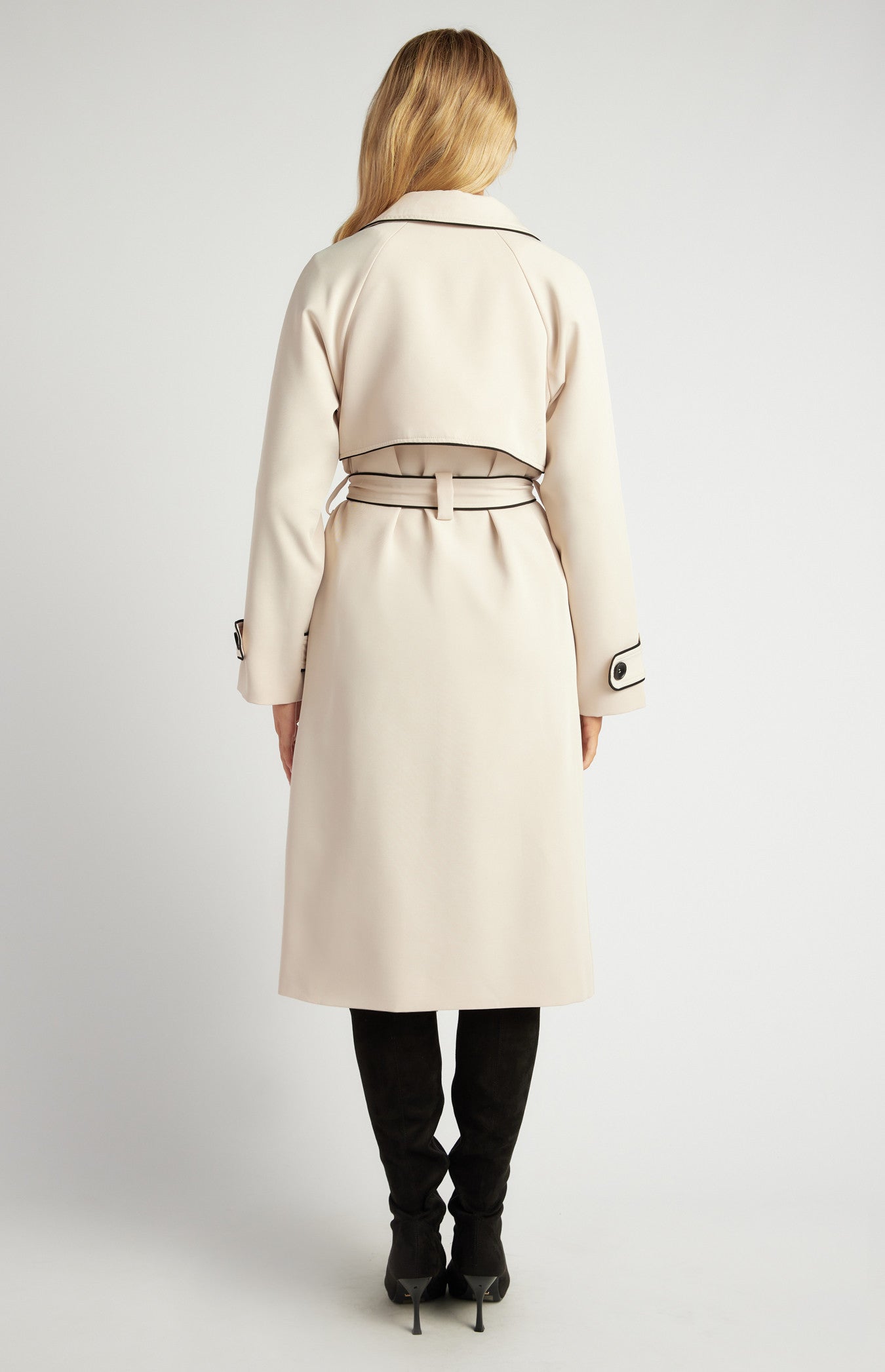 Contrast Binding Longline Trench Coat