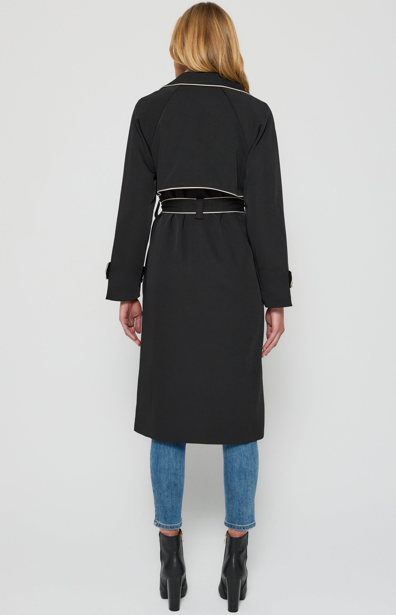 Contrast Binding Longline Trench Coat
