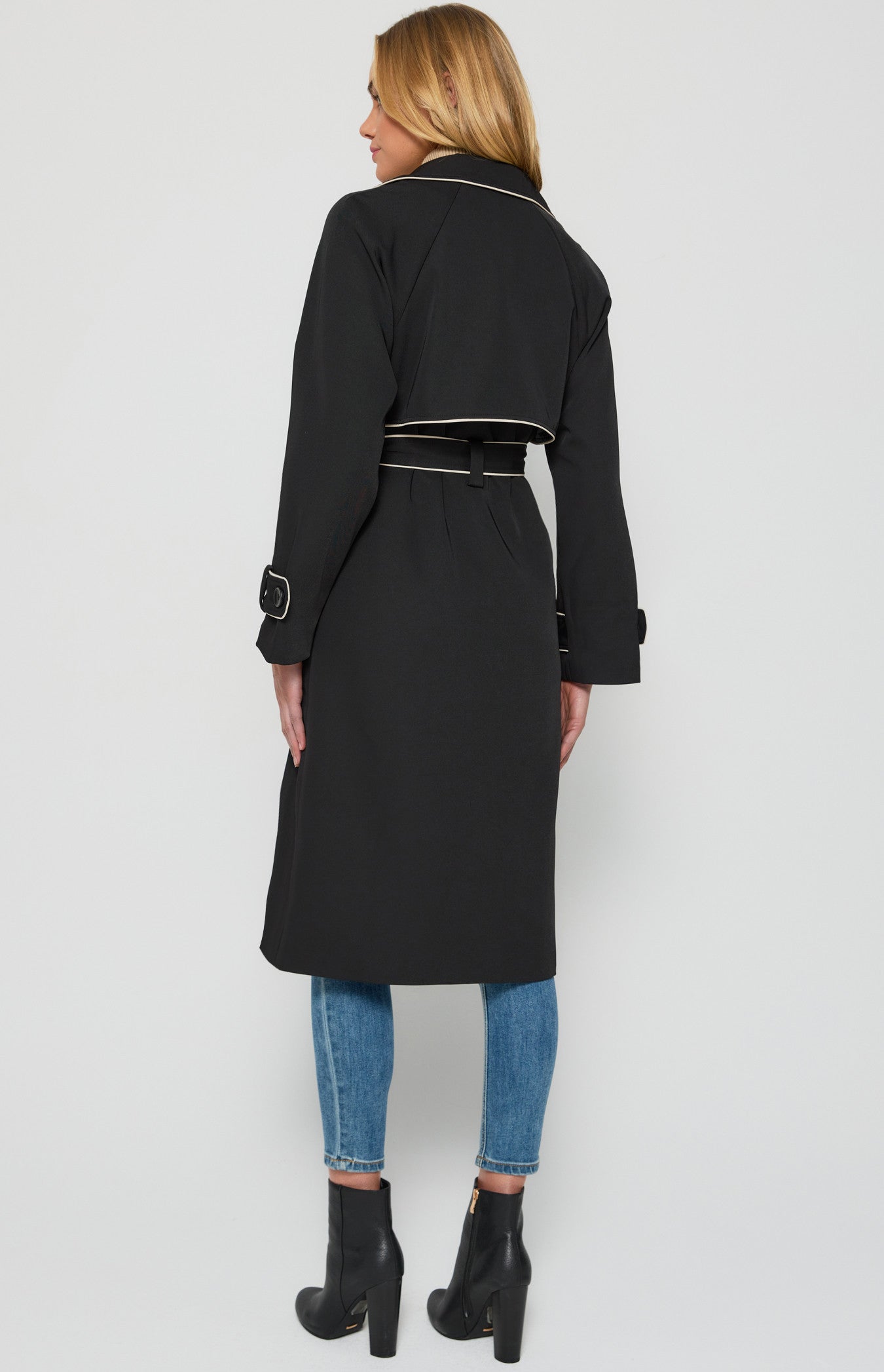 Contrast Binding Longline Trench Coat
