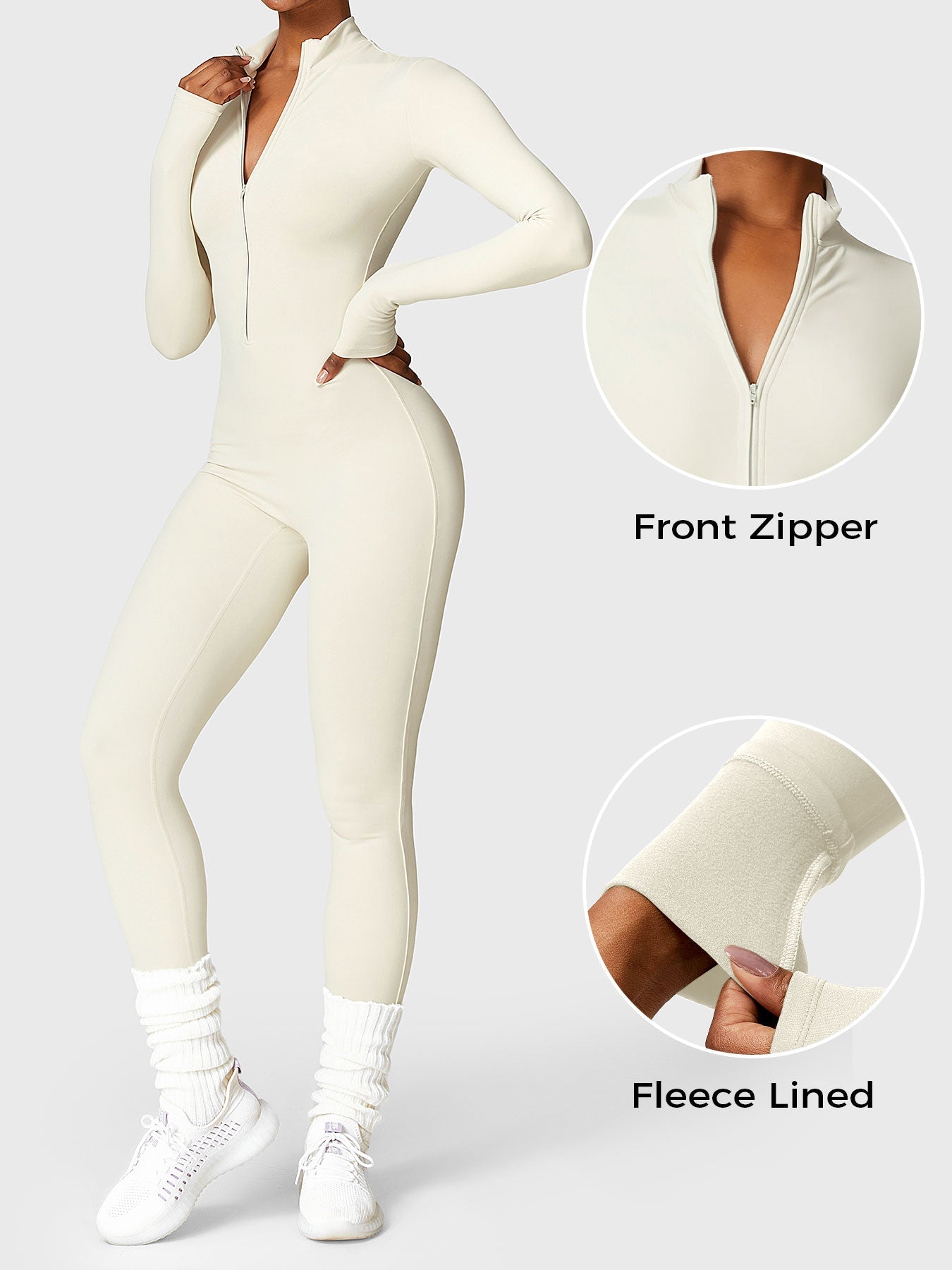 Icons Fleece Long Sleeve Zipper Jumpsuit