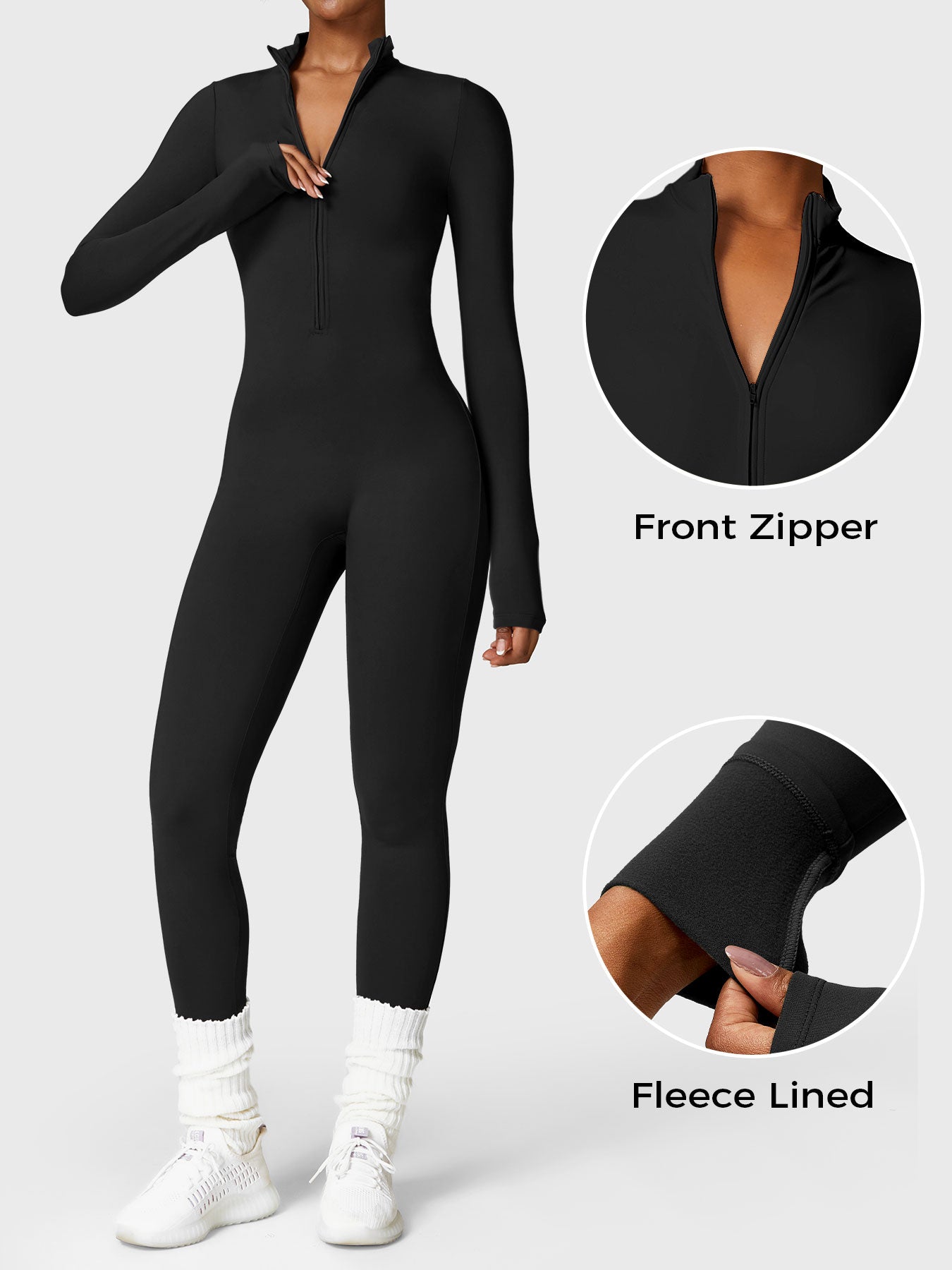 Icons Fleece Long Sleeve Zipper Jumpsuit