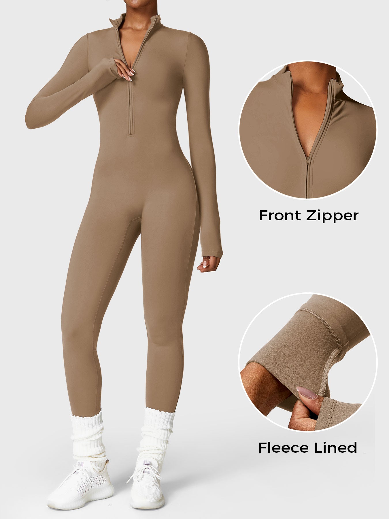 Icons Fleece Long Sleeve Zipper Jumpsuit