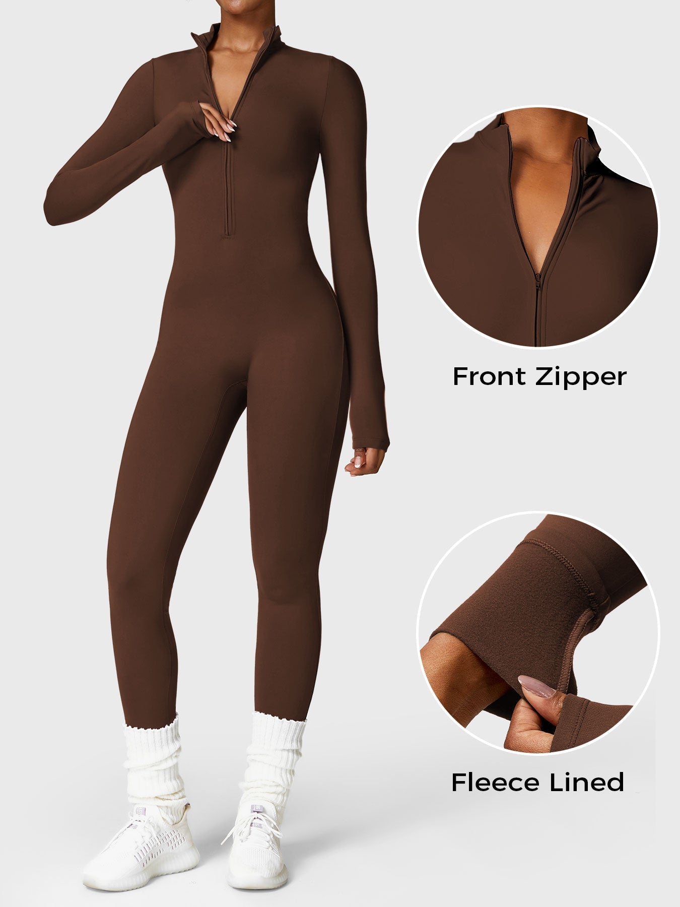 Icons Fleece Long Sleeve Zipper Jumpsuit