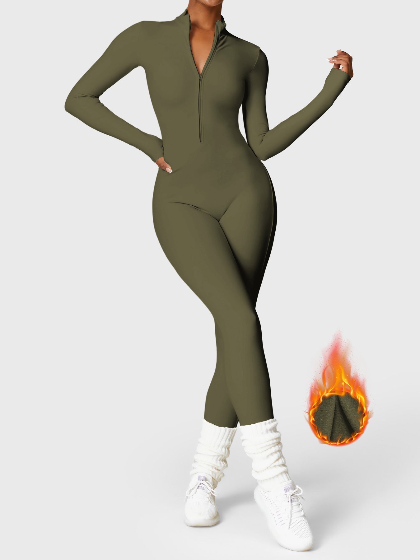 Icons Fleece Long Sleeve Zipper Jumpsuit
