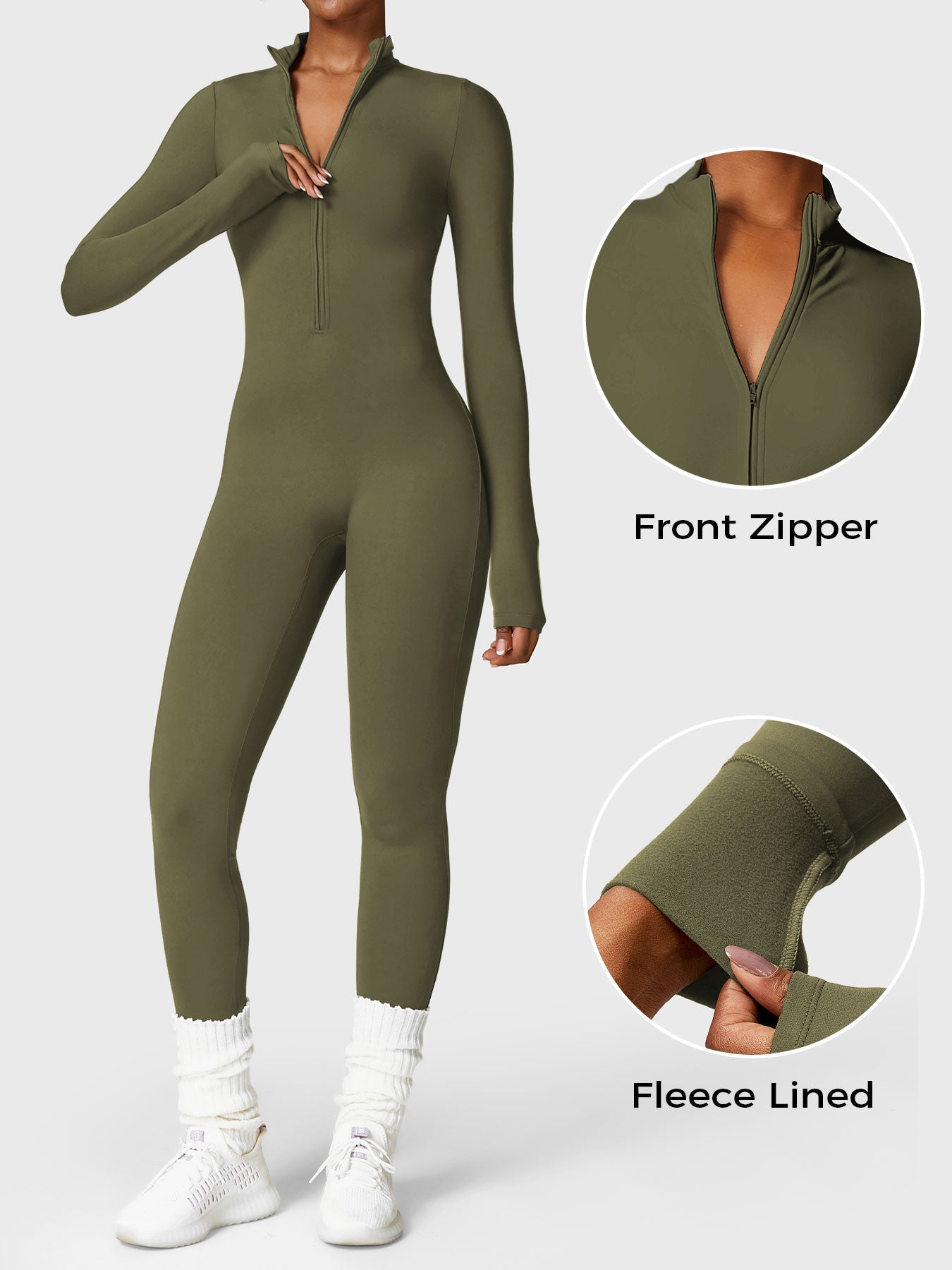 Icons Fleece Long Sleeve Zipper Jumpsuit