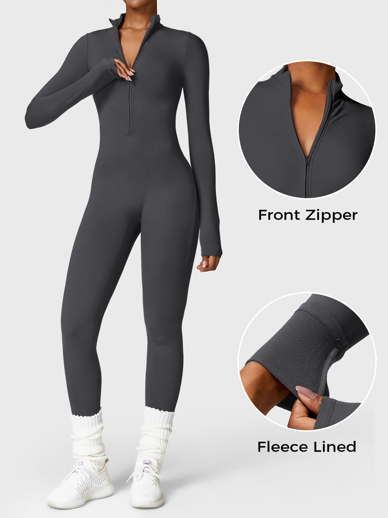 Icons Fleece Long Sleeve Zipper Jumpsuit
