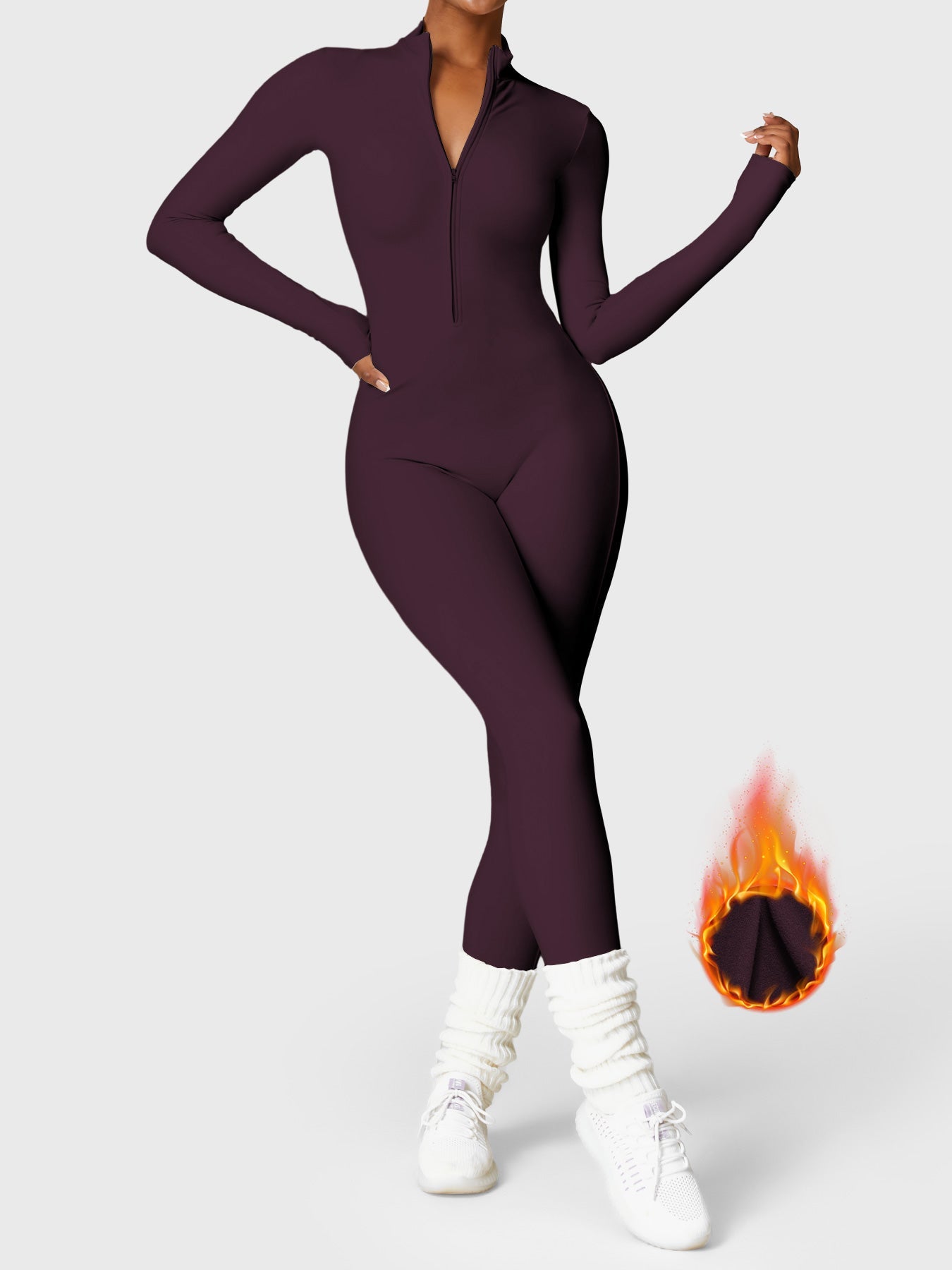 Icons Fleece Long Sleeve Zipper Jumpsuit