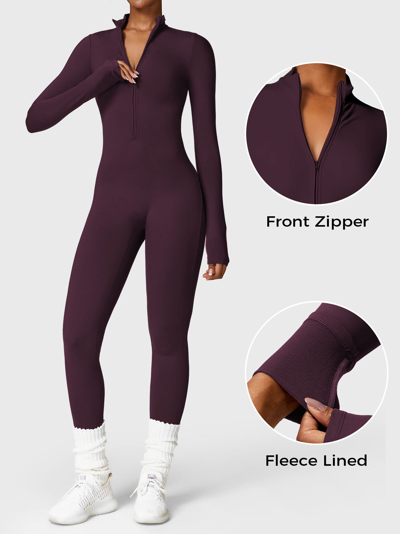Icons Fleece Long Sleeve Zipper Jumpsuit