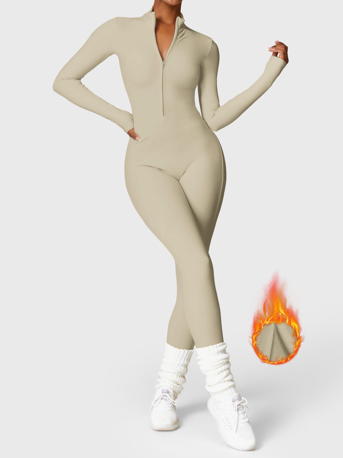 Icons Fleece Long Sleeve Zipper Jumpsuit
