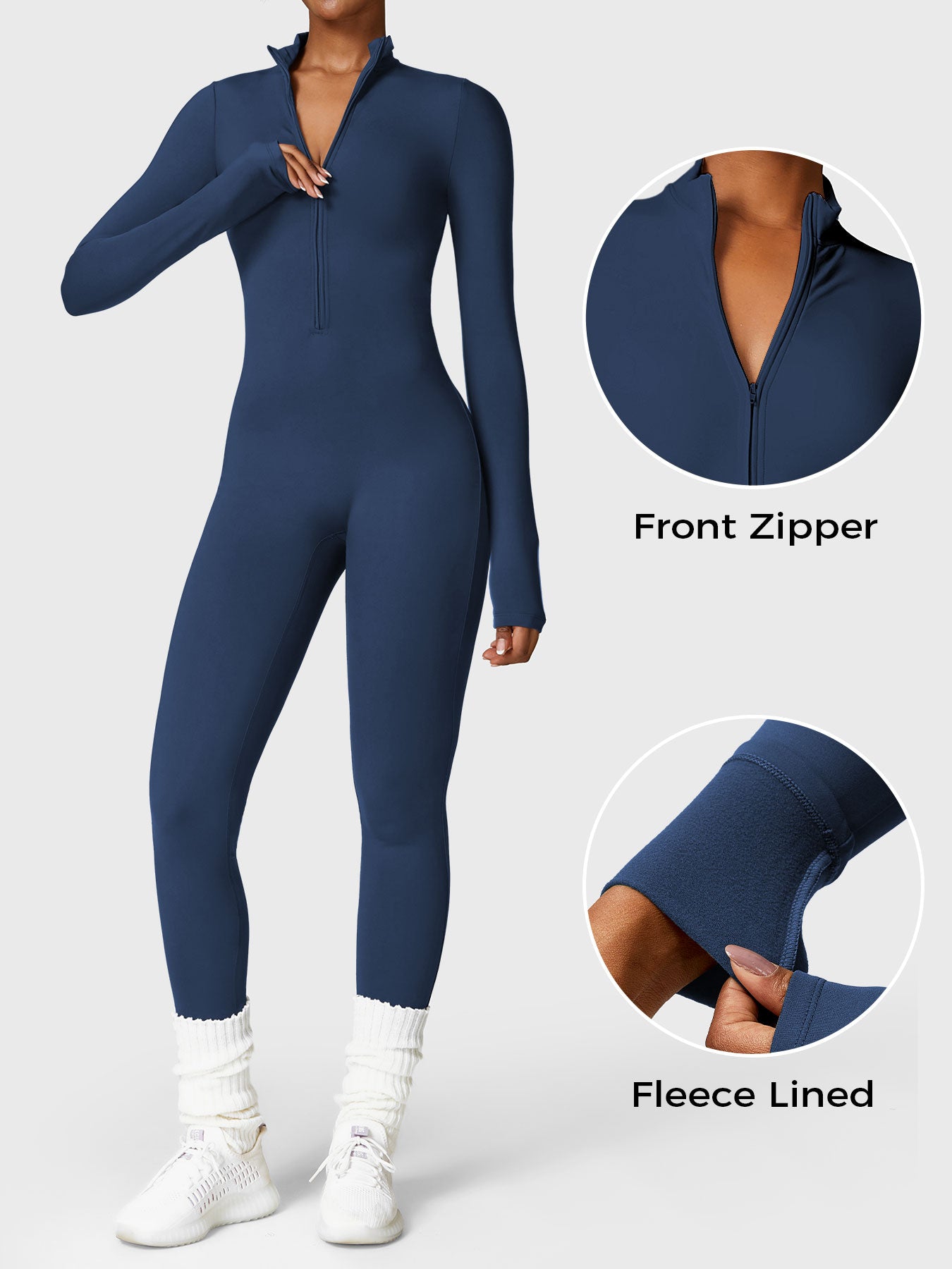 Icons Fleece Long Sleeve Zipper Jumpsuit