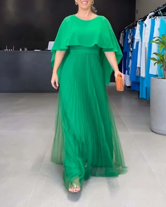 Round Neck A-Line Maxi Dress