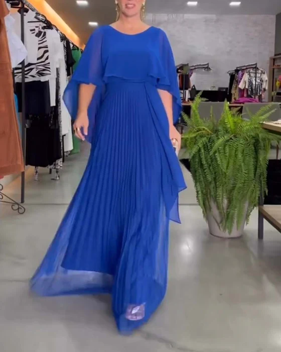 Round Neck A-Line Maxi Dress