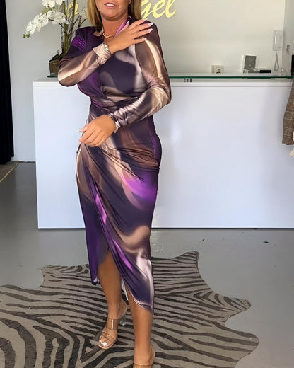 ELEGANT V-NECK SLIT MAXI DRESS