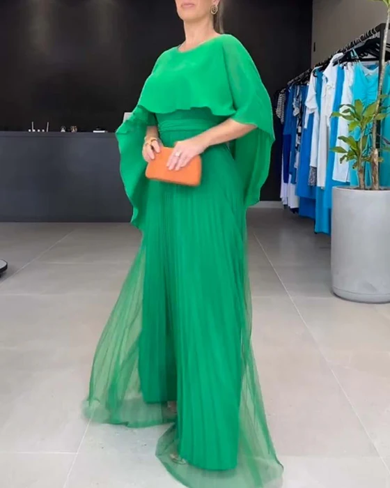 Round Neck A-Line Maxi Dress