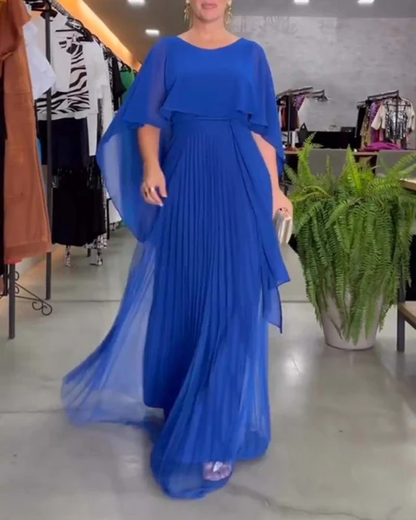 Round Neck A-Line Maxi Dress