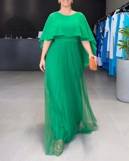 Round Neck A-Line Maxi Dress