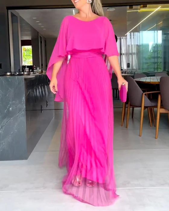 Round Neck A-Line Maxi Dress