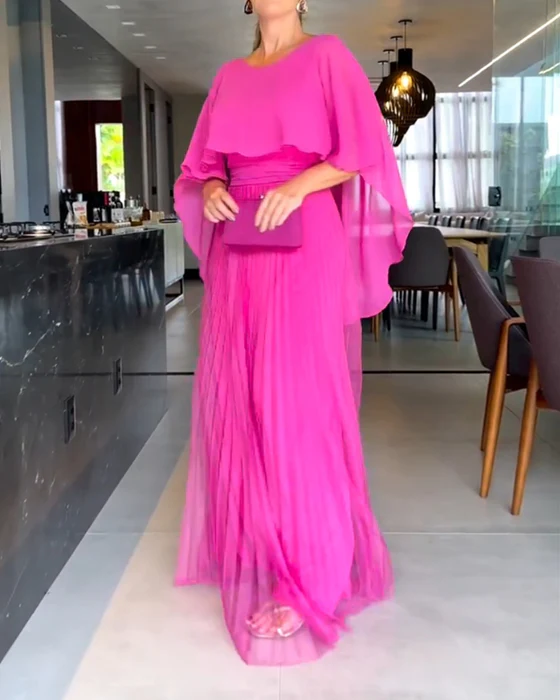 Round Neck A-Line Maxi Dress