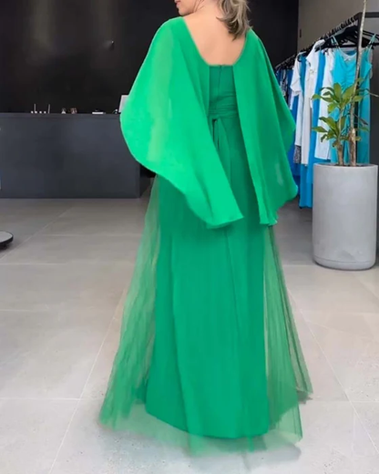 Round Neck A-Line Maxi Dress