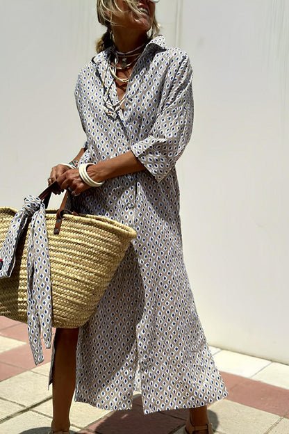 Lace-Up Striped Shirt Dress – Effortless Elegance