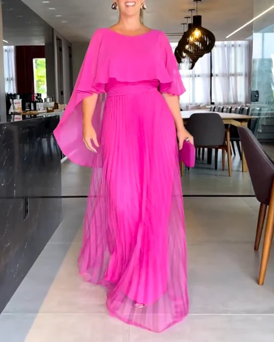 Round Neck A-Line Maxi Dress