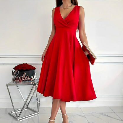 Casual Sleeveless Diagonal Collar Vest Dress