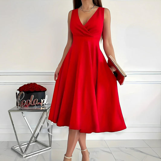 Casual Sleeveless Diagonal Collar Vest Dress