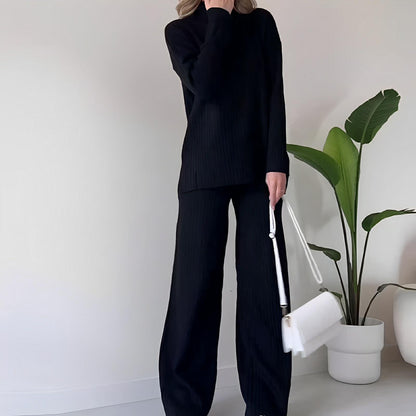 Split-Hem Turtleneck Knit Set