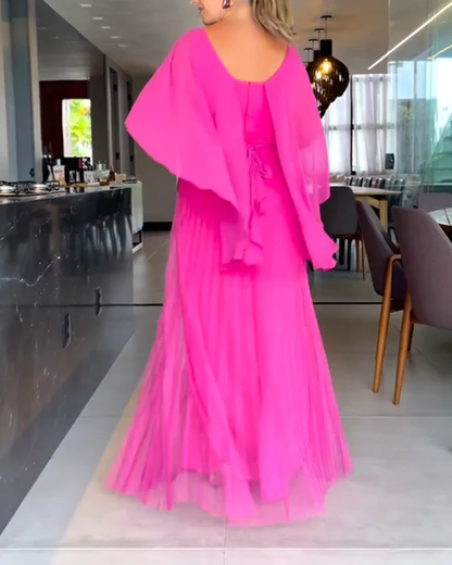 Round Neck A-Line Maxi Dress