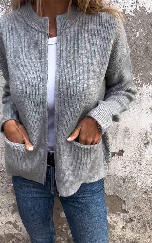 Lina | Knitted Zipper Cardigan