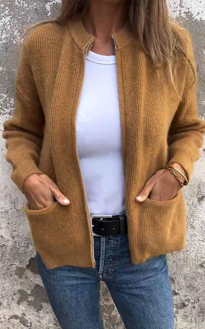 Lina | Knitted Zipper Cardigan