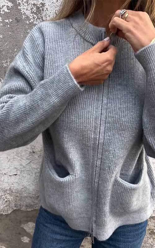 Lina | Knitted Zipper Cardigan