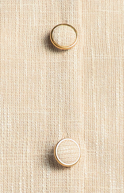 Lightweight Tweed Fabric Top and Skirt Set with Gold Accent Buttons