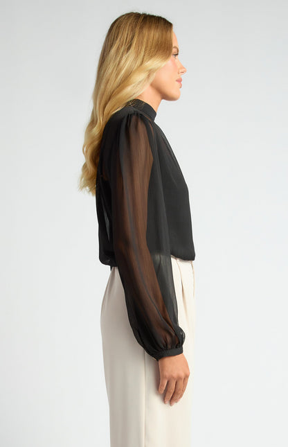 High Neck Chiffon Top with Separate Cami