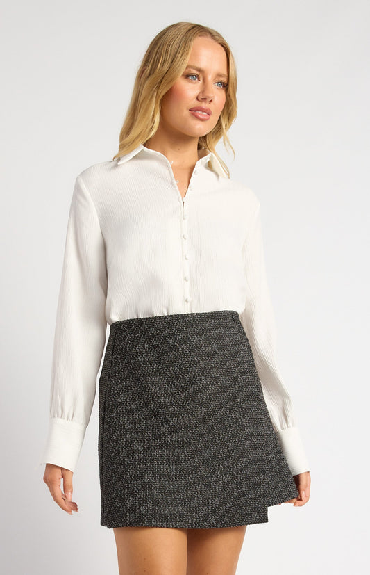 Textured Shirt with Self-Covered Shank Buttons