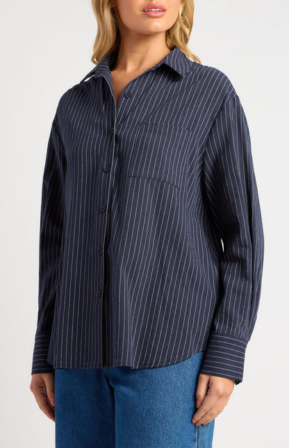 Pin Stripe Button-Up Shirt