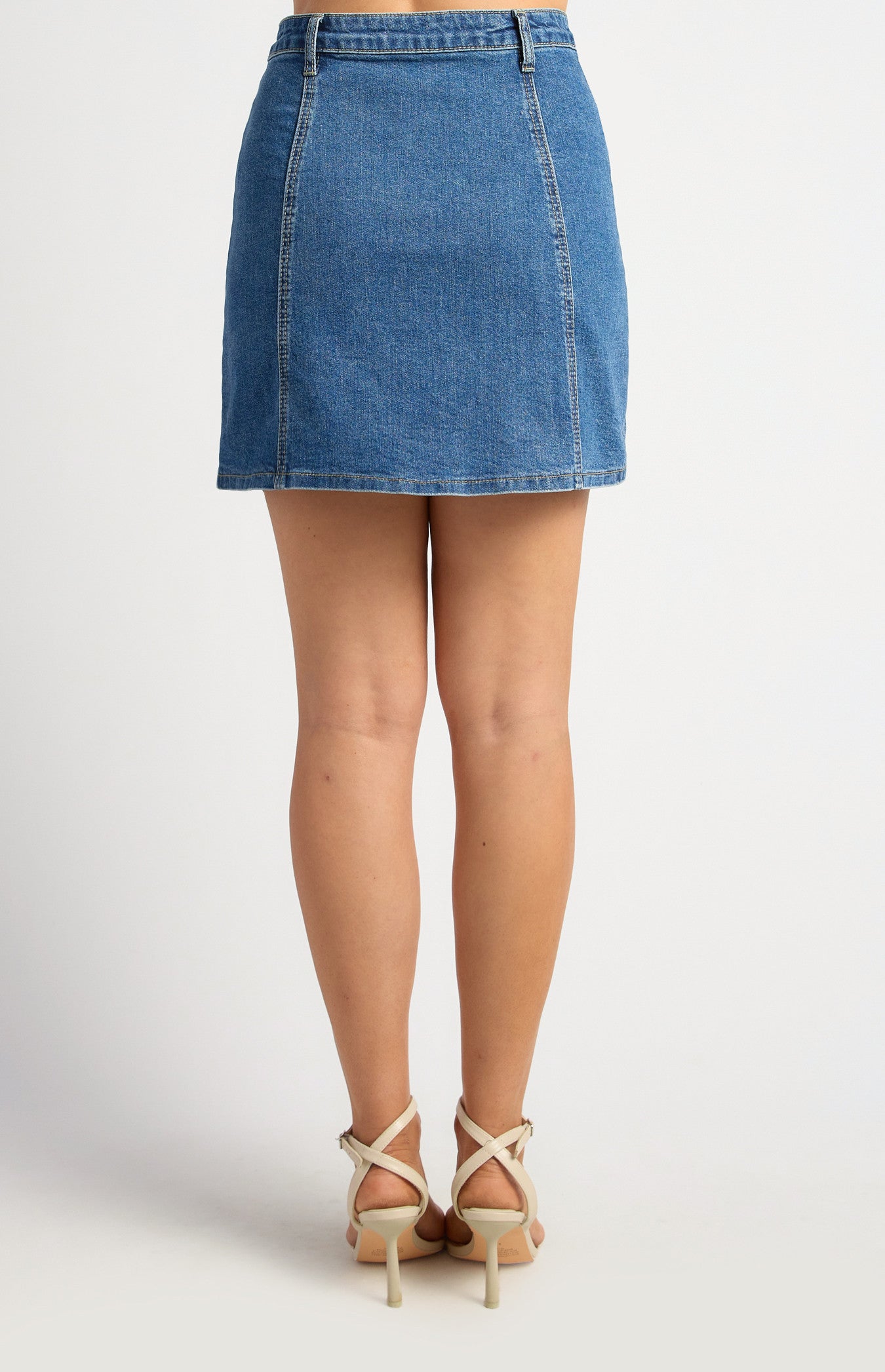 Flap Pocket Detail Stretch Denim Skirt