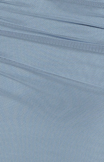 Contour Line Ruched Detail Mesh Mini Dress