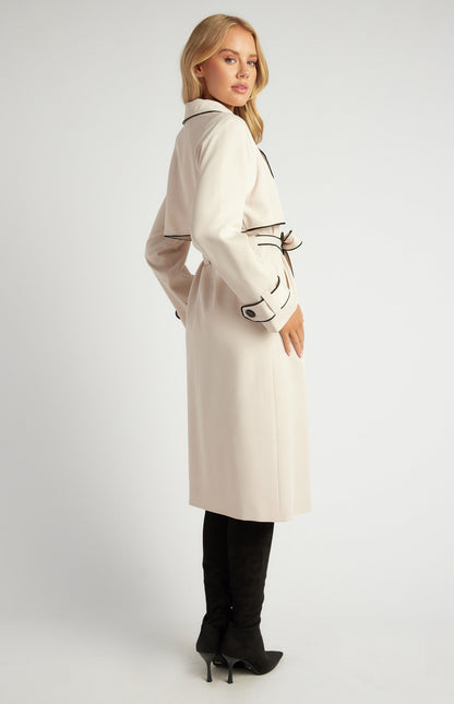 Contrast Binding Longline Trench Coat