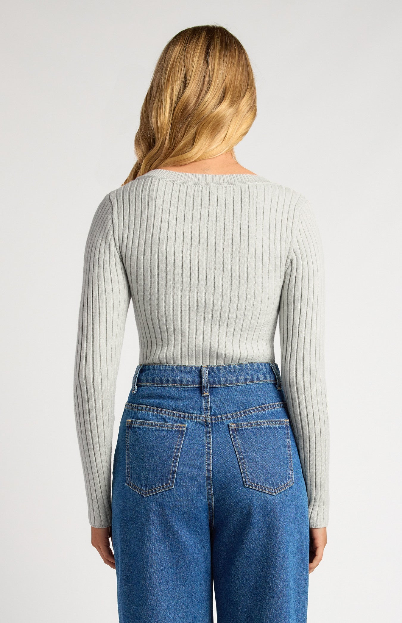 V-Neckline Wide Rib Knit Top