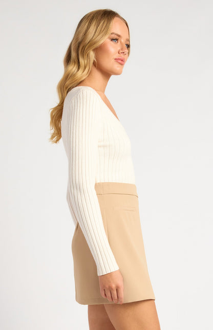V-Neckline Wide Rib Knit Top